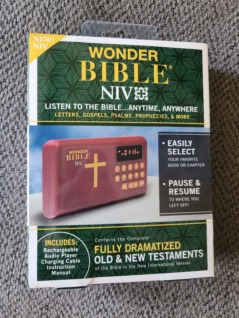 Wonder Bible NIV Eectronic Rechargable Audio Player, Play Recorded Bible Verses